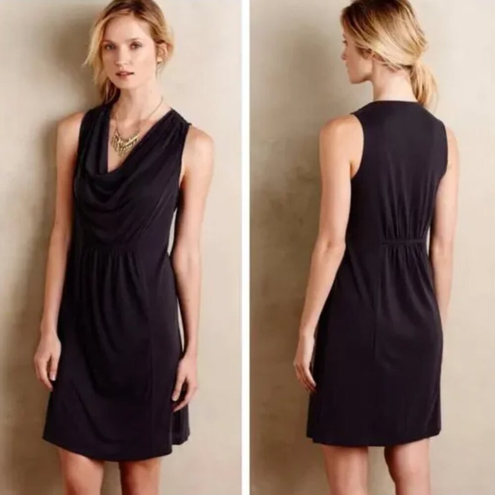 MAEVE Black Charcoal Grey Cowl Neck Slip Dress, Size M